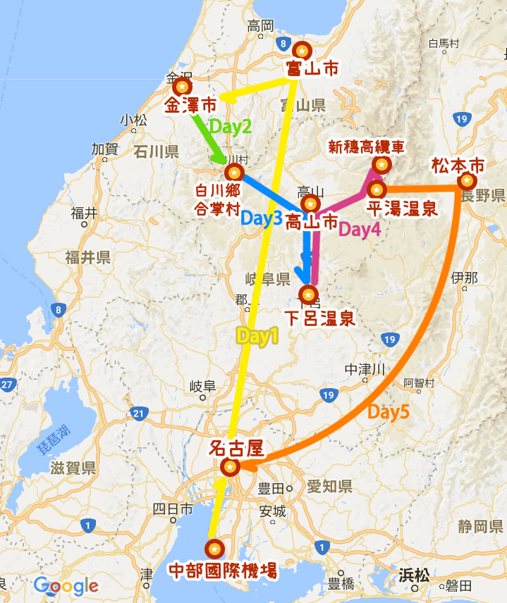 【日本中部北陸與名古屋自由行(上)】7天行程推薦懶人包－絕美童話的白川鄉合掌村,世界有名金澤握壽司,高山市飛驒牛,平湯溫泉,新穗高纜車,日本三大溫泉下呂溫泉,松本城,名古屋名花之里燈海7
